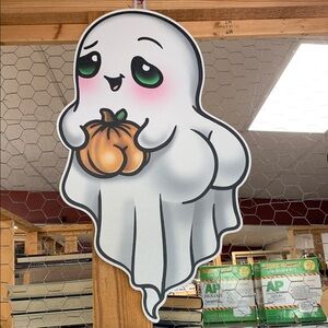 Cute Ghost with Pumpkin Wall Decor
